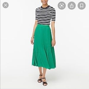 J crew green midi pleated skirt
